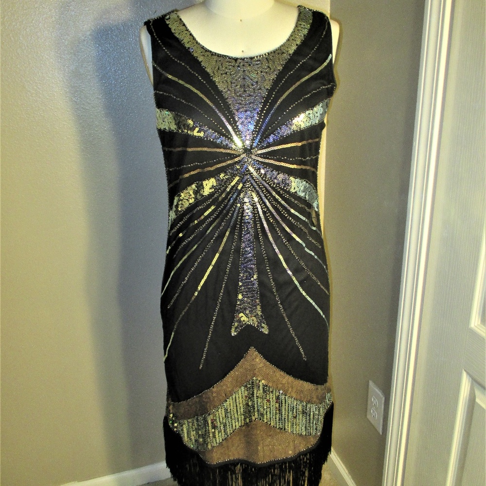 Tassled party dress with sequence.
